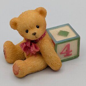 Cherished Teddies Bear with Number 4 Block (302864) 1997